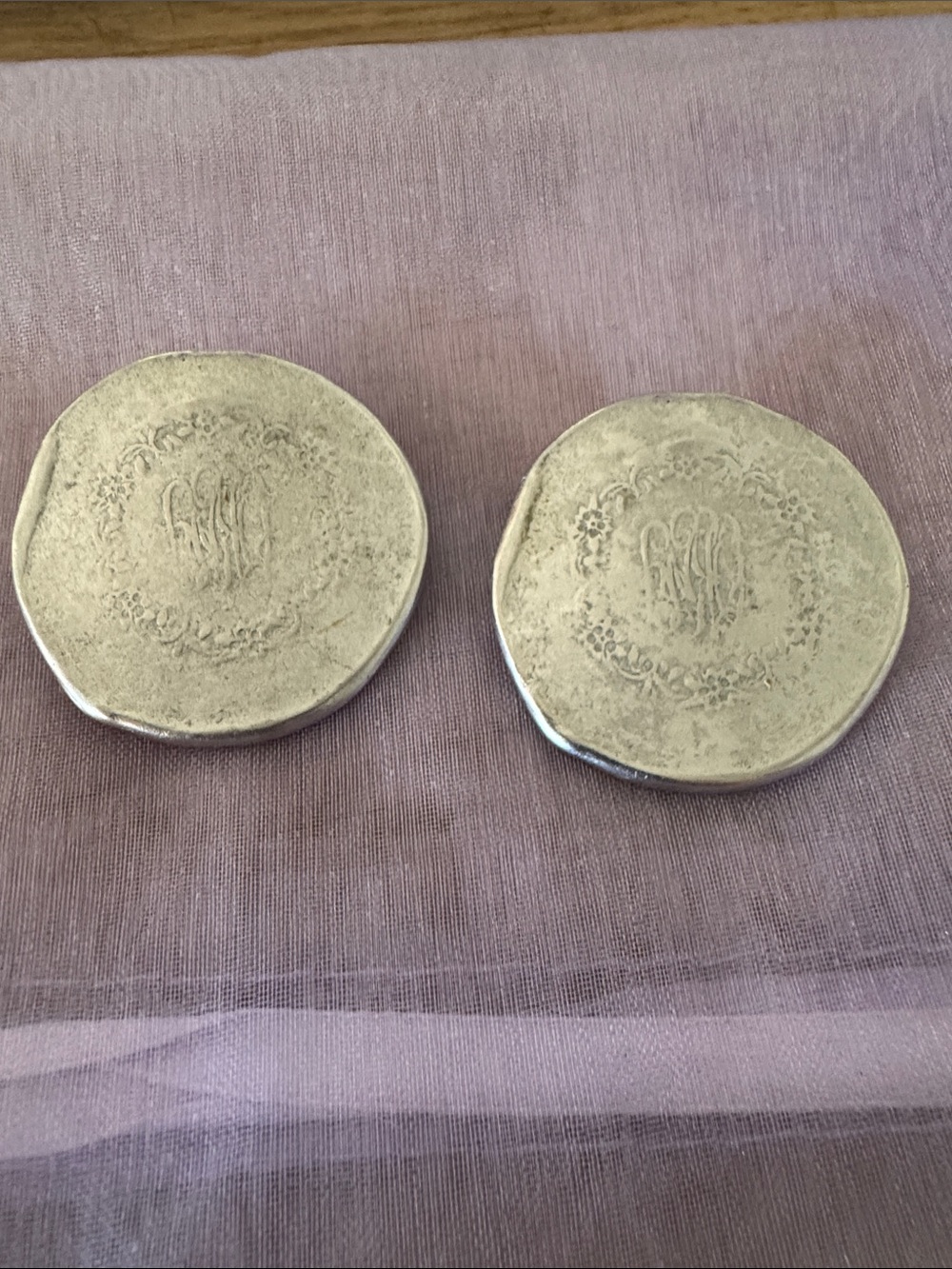 Dkny Silver-Tone Round Floral Monogram Clip Earrings